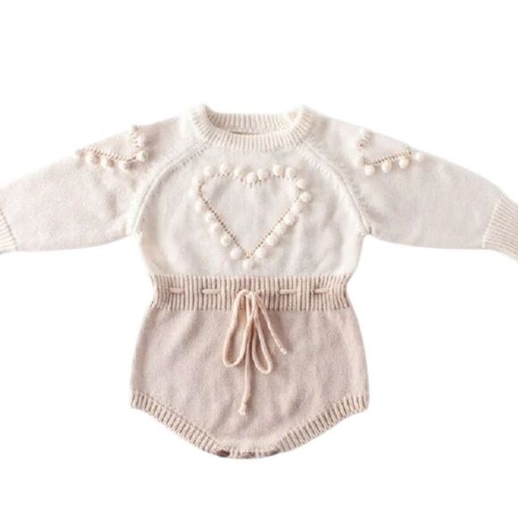 ChubbyBubbyBear Knit Romper with hearts size 90 - Picture 1 of 8